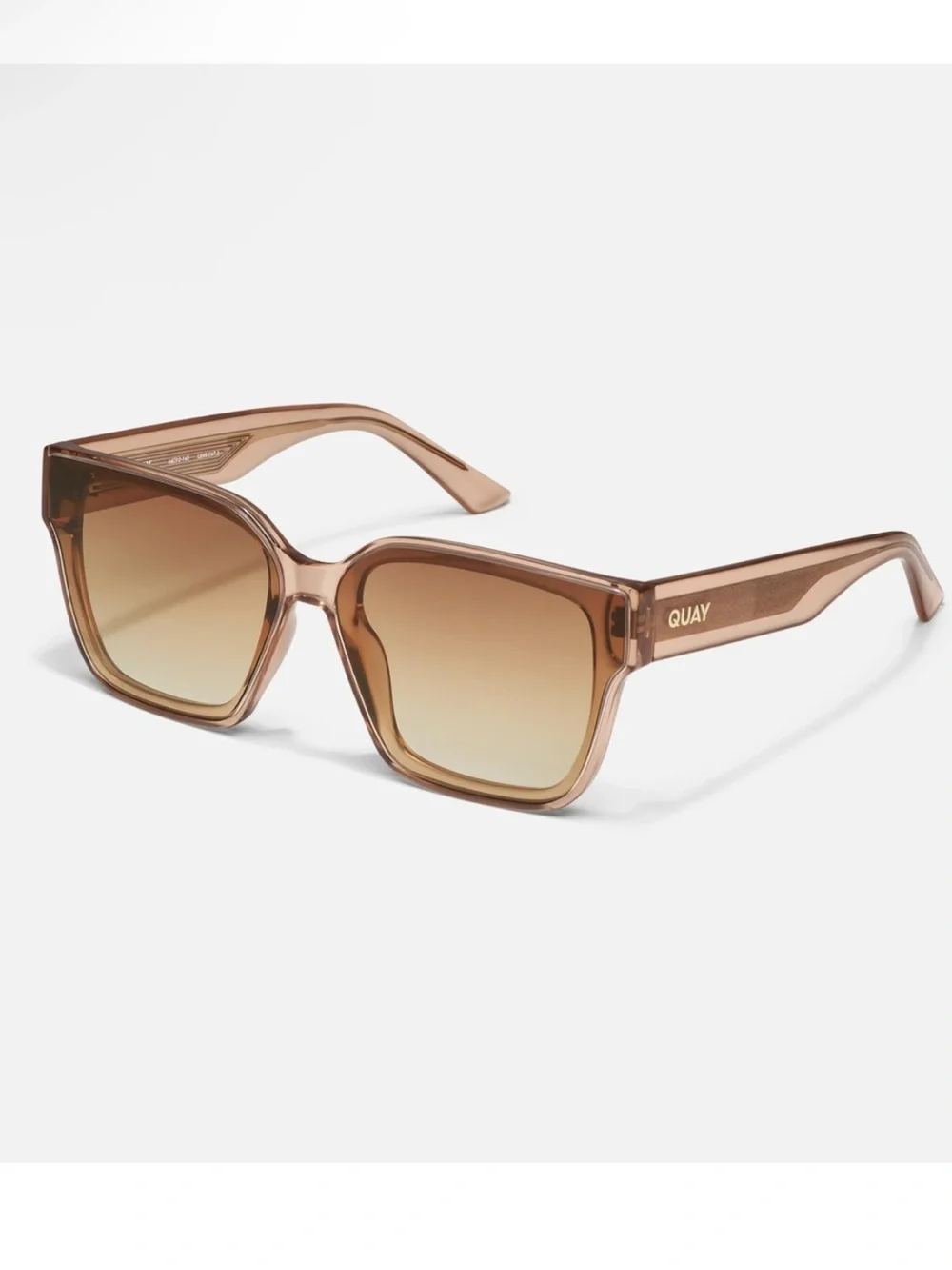 NIB Quay unisex Drive In 51mm Square Sunglasses in Crystal oat/sepia